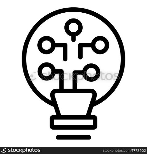 Ai smart lightbulb icon. Outline Ai smart lightbulb vector icon for web design isolated on white background. Ai smart lightbulb icon, outline style