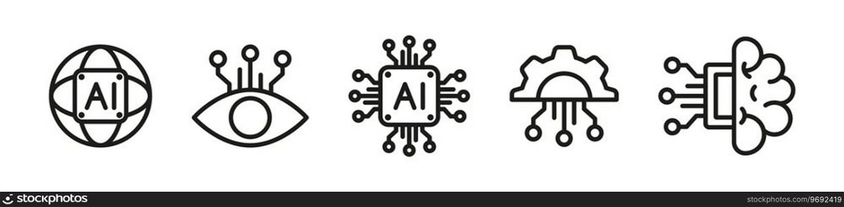 AI vector icons. Artificial technology icon set. Vector EPS 10