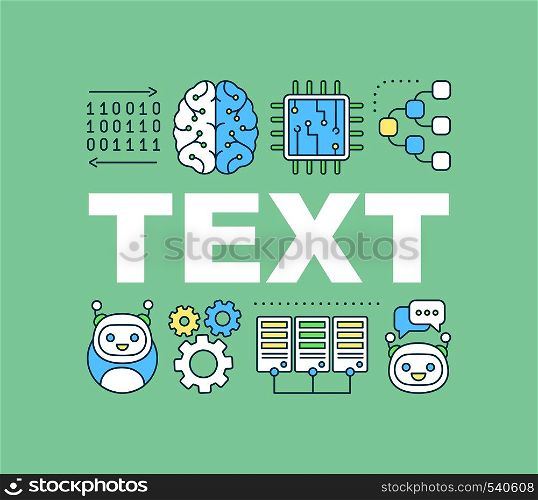 AI word concepts banner. Artificial intelligence. IT technology. Isolated lettering typography idea with linear icons. Chatbot. Vector outline illustration. AI word concepts banner