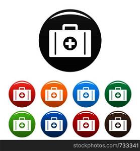 Aid kit icon. Simple illustration of aid kit vector icons set color isolated on white. Aid kit icons set color vector