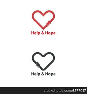 Aid sign and support vector logo design template.Hope and Help vector logo.Love and Heart Care icon.Heart shape and healthcare & medical concept.Vector illustration
