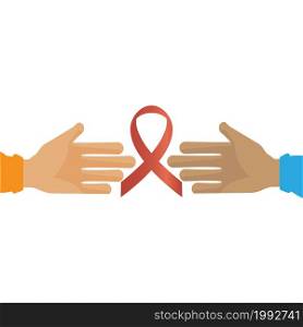 AIDS icon and two hands reaching out to each other.