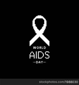 AIDS icon composed of black pixels in the form of a ribbon. World AIDS Day, December 1.