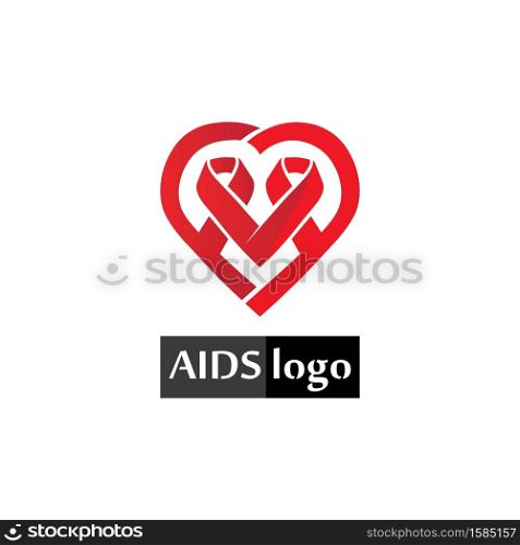 aids ribbon logo and world aids day vector design