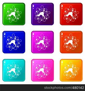 AIDS virus icons of 9 color set isolated vector illustration. AIDS virus set 9