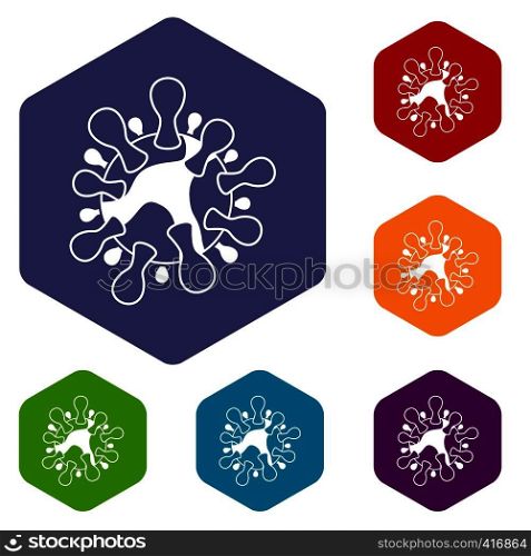 AIDS virus icons set rhombus in different colors isolated on white background. AIDS virus icons set