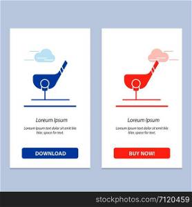 Aim, Ball, Club, Golf, Shot Blue and Red Download and Buy Now web Widget Card Template