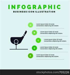 Aim, Ball, Club, Golf, Shot Solid Icon Infographics 5 Steps Presentation Background