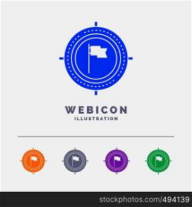 Aim, business, deadline, flag, focus 5 Color Glyph Web Icon Template isolated on white. Vector illustration. Vector EPS10 Abstract Template background