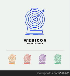 Aim, focus, goal, target, targeting 5 Color Line Web Icon Template isolated on white. Vector illustration. Vector EPS10 Abstract Template background