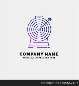 Aim, focus, goal, target, targeting Purple Business Logo Template. Place for Tagline. Vector EPS10 Abstract Template background