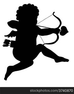 Aiming cupid vector silhouette