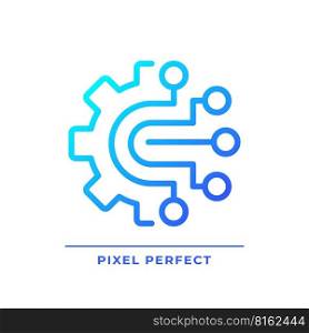 AIOps pixel perfect gradient linear vector icon. Artificial intelligence for it operations. Automated process. Thin line color symbol. Modern style pictogram. Vector isolated outline drawing. AIOps pixel perfect gradient linear vector icon