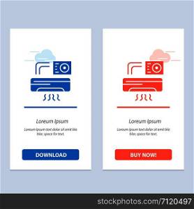 Air, Air-condition, Ac, Room Blue and Red Download and Buy Now web Widget Card Template