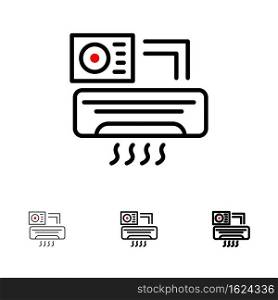 Air, Air-condition, Ac, Room Bold and thin black line icon set
