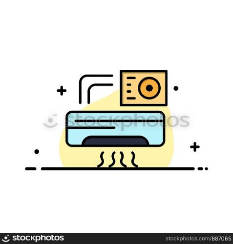 Air, Air-condition, Ac, Room Business Flat Line Filled Icon Vector Banner Template