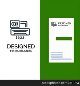 Air, Air-condition, Ac, Room Grey Logo Design and Business Card Template