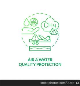 Air and water quality protection concept icon. Organic waste reduction benefit idea thin line illustration. Air pollutants. Public health. Vector isolated outline RGB color drawing. Air and water quality protection concept icon