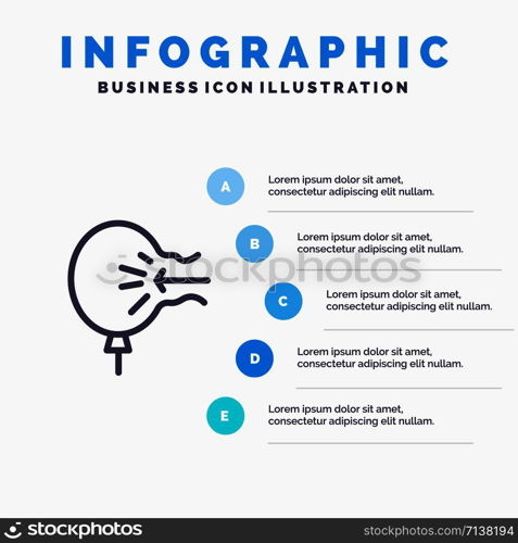 Air, Balloon, Blow, Relief, Stress Line icon with 5 steps presentation infographics Background