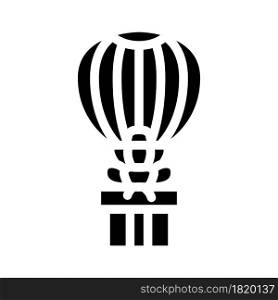 air balloon flying gift glyph icon vector. air balloon flying gift sign. isolated contour symbol black illustration. air balloon flying gift glyph icon vector illustration