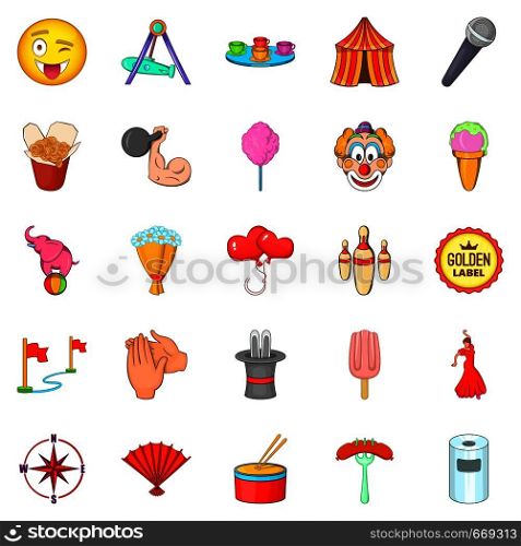 Air balloon icons set. Cartoon set of 25 air balloon vector icons for web isolated on white background. Air balloon icons set, cartoon style