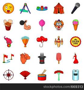 Air balloon icons set. Cartoon set of 25 air balloon vector icons for web isolated on white background. Air balloon icons set, cartoon style