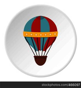 Air balloon journey icon in flat circle isolated on white vector illustration for web. Air balloon journey icon circle