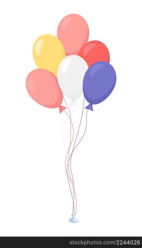 Air balloons semi flat color vector object. Full sized item on white. Festive party decoration. Birthday celebration simple cartoon style illustration for web graphic design and animation. Air balloons semi flat color vector object