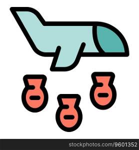 Air bomb icon outline vector. Migrant people. War migration color flat. Air bomb icon vector flat