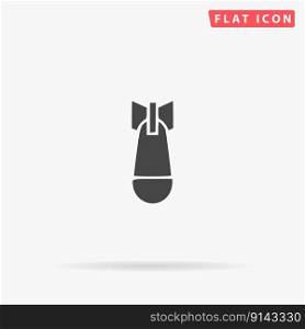 Air bomb. Simple flat black symbol with shadow on white background. Vector illustration pictogram