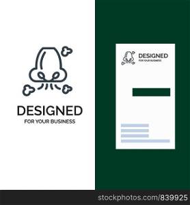 Air, Breathe, Health, Nose, Pollution Grey Logo Design and Business Card Template