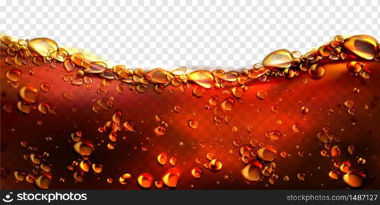 Air bubbles cola, soda drink, beer or water border. Dynamic fizzy carbonated motion on transparent background, aqua texture with randomly moving underwater fizzing droplets, realistic 3d vector frame. Air bubbles cola, soda drink, beer or water border