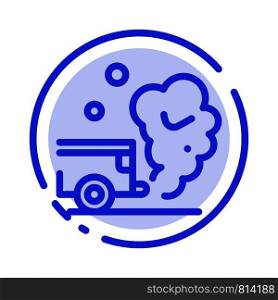 Air, Car, Gas, Pollution, Smoke Blue Dotted Line Line Icon