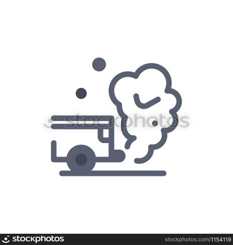 Air, Car, Gas, Pollution, Smoke Flat Color Icon. Vector icon banner Template
