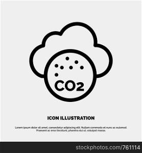 Air, Carbone Dioxide, Co2, Pollution Line Icon Vector