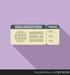 Air card ticket icon flat vector. Plane pass. Fly trip. Air card ticket icon flat vector. Plane pass