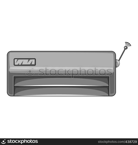 Air conditioner with wi fi connection icon in monochrome style isolated on white background vector illustration. Air conditioner with wi fi connection icon