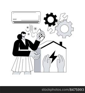 Air conditioning abstract concept vector illustration. Indoors air conditioning, smart cooling system, repair and maintenance service, local heating, energy saving solution abstract metaphor.. Air conditioning abstract concept vector illustration.