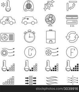 Air conditioning, cooling vector thin line icons. Air conditioning, cooling vector thin line icons. System of climate control illustration
