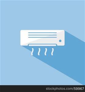 Air conditioning icon with shade on blue background