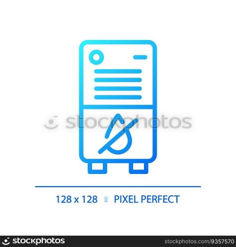 Air dehumidifier gradient linear vector icon. Portable device. Humidity control. Water removal. House appliance. Thin line color symbol. Modern style pictogram. Vector isolated outline drawing. Air dehumidifier gradient linear vector icon