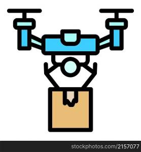 Air drone delivery icon. Outline air drone delivery vector icon color flat isolated. Air drone delivery icon color outline vector