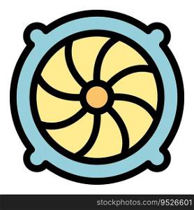 Air fan icon outline vector. Dirt clean. Filter dust color flat. Air fan icon vector flat