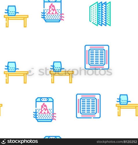 Air Filter Accessory Vector Seamless Pattern Color Line Illustration. Air Filter Accessory Vector Seamless Pattern