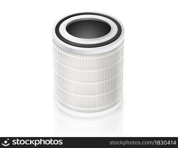 Air filter cylindrical spare parts isolated on white background. for cars, air purifiers, air conditioners. Realistic vector file.