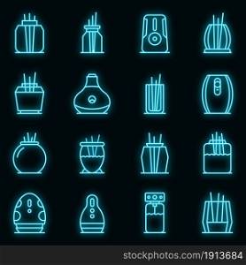 Air freshener icons set. Outline set of air freshener vector icons neon color on black. Air freshener icons set vector neon