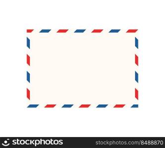 Air mail letter frame. Airmail border with red and blue stripes. Retro vintage blank envelope template. Envelope C5. Vector illustration isolated on white background.. Air mail letter frame. Airmail border with red and blue stripes. Retro vintage blank envelope template. Envelope C5. Vector illustration isolated on white background