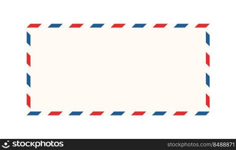Air mail letter frame. Airmail border with red and blue stripes. Retro vintage blank envelope template. Euro envelope E65. Vector illustration isolated on white background.. Air mail letter frame. Airmail border with red and blue stripes. Retro vintage blank envelope template. Euro envelope E65. Vector illustration isolated on white background