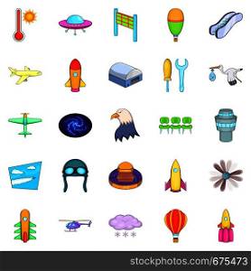 Air navigation icons set. Cartoon set of 25 air navigation vector icons for web isolated on white background. Air navigation icons set, cartoon style