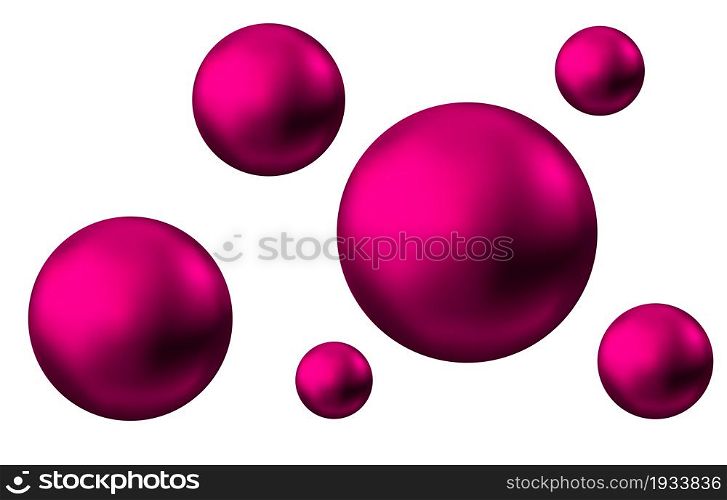 Air pink bubbles isolated on white background. Glossy rose sphere. Gum. Vector texture.